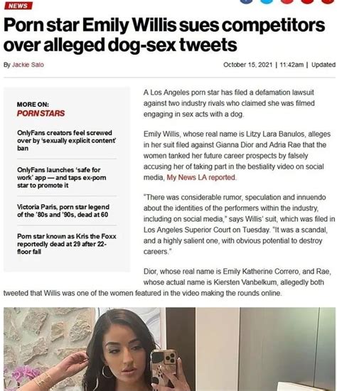 adria rae leak|Porn star Emily Willis sues over alleged dog.